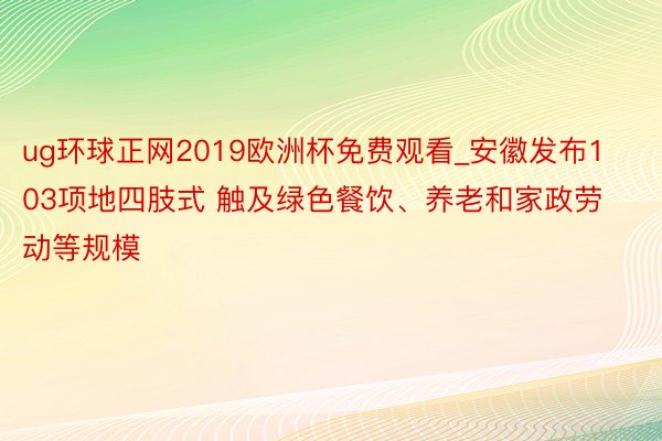 ug环球正网2019欧洲杯免费观看_安徽发布103项地四肢式 触及绿色餐饮、养老和家政劳动等规模