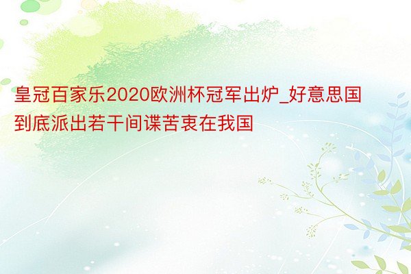 皇冠百家乐2020欧洲杯冠军出炉_好意思国到底派出若干间谍苦衷在我国