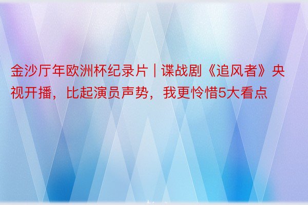 金沙厅年欧洲杯纪录片 | 谍战剧《追风者》央视开播，比起演员声势，我更怜惜5大看点