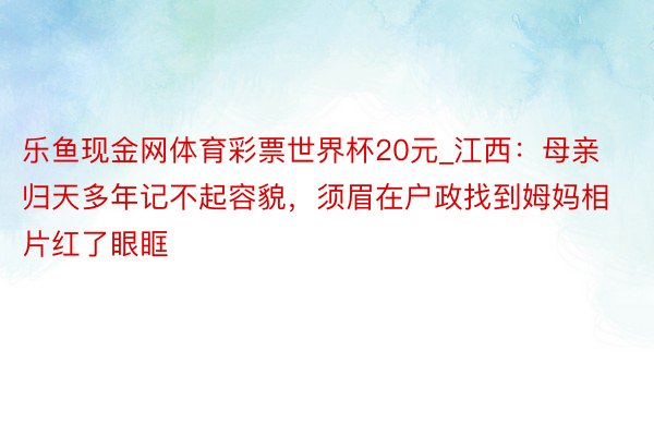 乐鱼现金网体育彩票世界杯20元_江西：母亲归天多年记不起容貌，须眉在户政找到姆妈相片红了眼眶