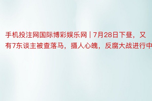 手机投注网国际博彩娱乐网 | 7月28日下昼，又有7东谈主被查落马，摄人心魄，反腐大战进行中