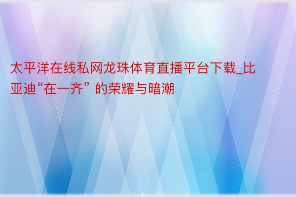 太平洋在线私网龙珠体育直播平台下载_比亚迪“在一齐” 的荣耀与暗潮