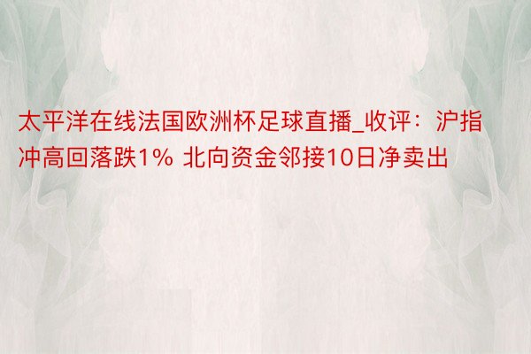 太平洋在线法国欧洲杯足球直播_收评：沪指冲高回落跌1% 北向资金邻接10日净卖出