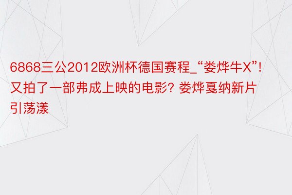 6868三公2012欧洲杯德国赛程_“娄烨牛X”! 又拍了一部弗成上映的电影? 娄烨戛纳新片引荡漾