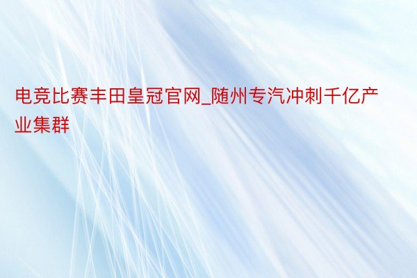 电竞比赛丰田皇冠官网_随州专汽冲刺千亿产业集群